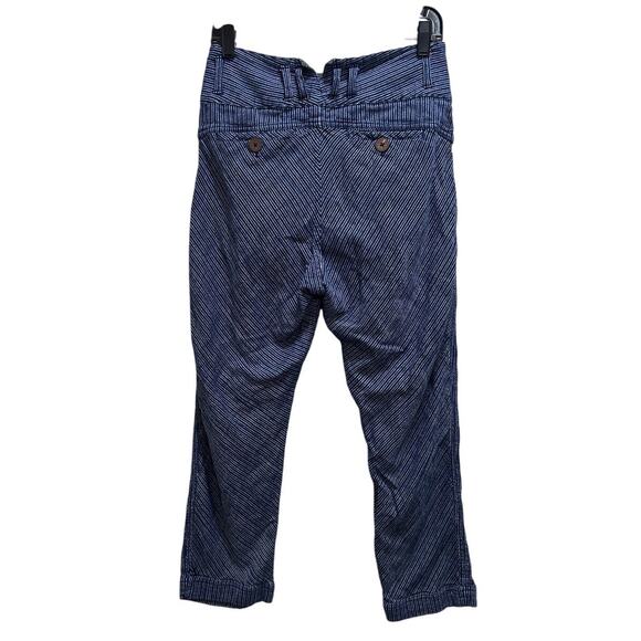 Free People Striped Pants 4 Blue White 100% Cotton High Rise Straight Leg Boho - Picture 3 of 9